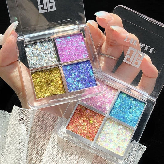 Women's Four-color Sequins Watch Show Makeup Super Flash Glue-free Eye Shadow