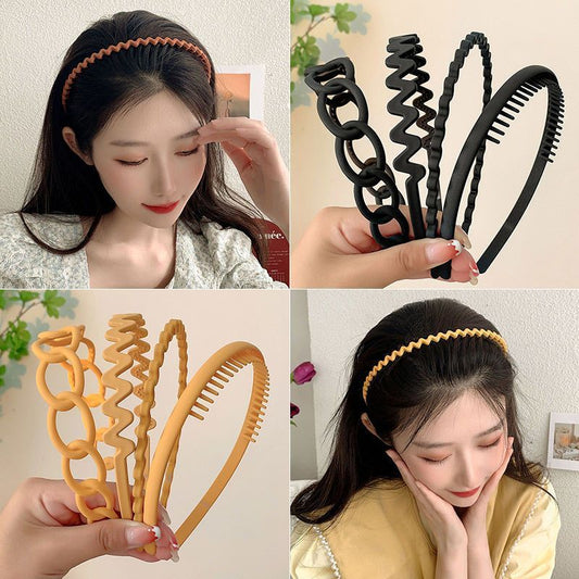 Frosted Face Wash Hair Bands Female Non-slip Toothed Hair Band